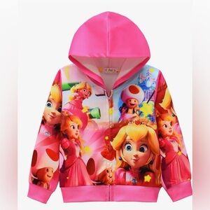 Pink Super Mario Kids Zip-Up Hoodie